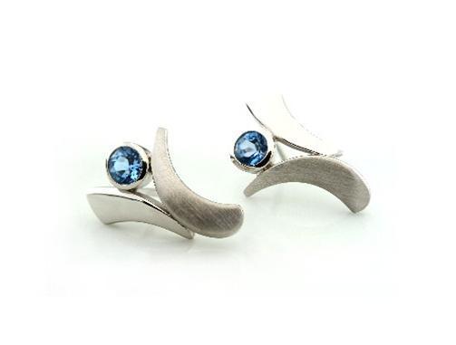 Amethyst and Blue Topaz earrings in sterling silver, style E7370 - view 3