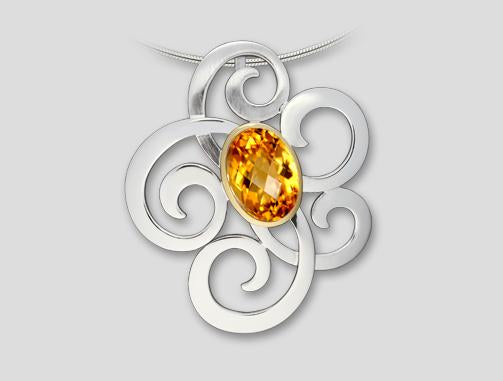 Amethyst and Blue Topaz pendant in sterling silver, style P6493 - view 3