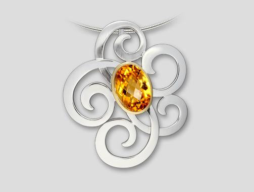 Floral Gemstone Pendant P6493 - P6493 Citrine - Pendant