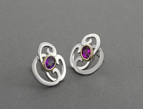 Amethyst and Blue Topaz earrings in sterling silver, style E7810 - view 2