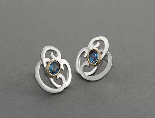 Amethyst and Blue Topaz earrings in sterling silver, style E7810