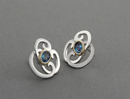Amethyst and Blue Topaz earrings in sterling silver, style E7810