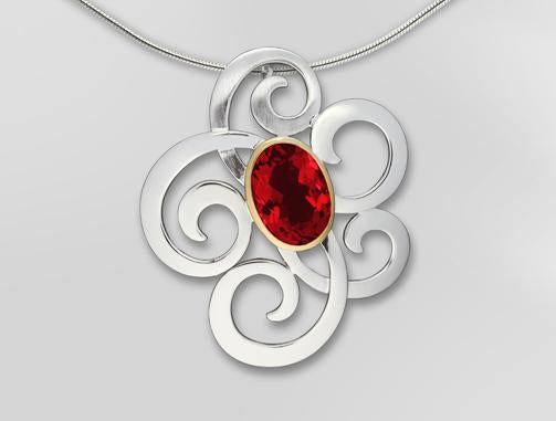 Amethyst and Blue Topaz pendant in sterling silver, style P6493 - view 4