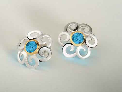 Amethyst and Blue Topaz earrings in sterling silver, style E7811