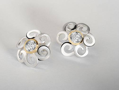 Contemporary Floral Earring E7811 - E7811 White Topaz - Earring