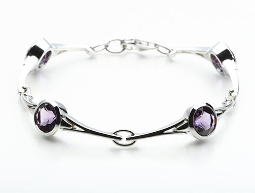 Amethyst and Blue Topaz bracelet in sterling silver, style B2388 - view 3