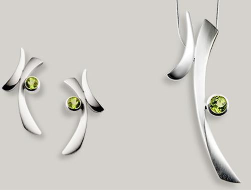 Peridot and Blue Topaz jewelry set in sterling silver
