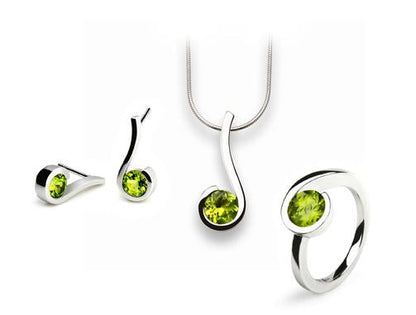 Amethyst and Peridot jewelry set in sterling silver - view 2