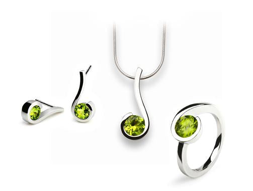 Amethyst and Peridot jewelry set in sterling silver - view 2
