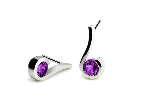 Amethyst and Blue Topaz earrings in sterling silver, style E6425 - view 3