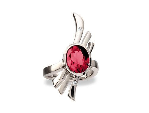 Art Deco Gemstone Ring R5823 - R5823 Rhodolite Garnet / White Sapphire - Ring