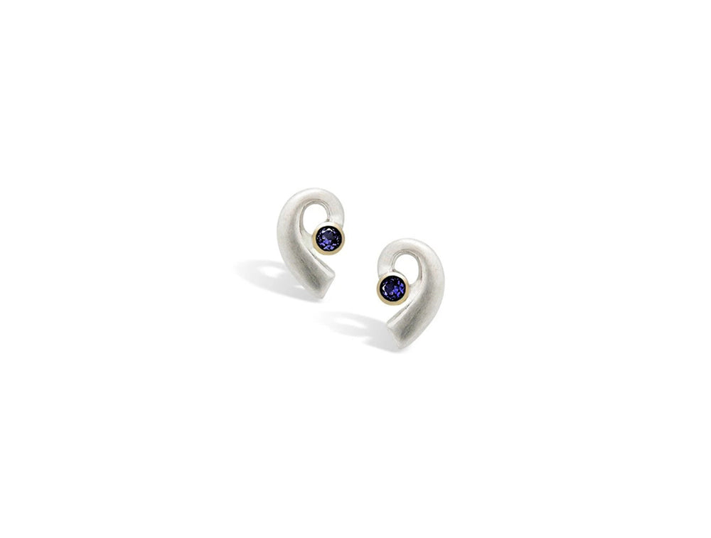 Amethyst and Blue Topaz earrings in sterling silver, style E1819 - view 3
