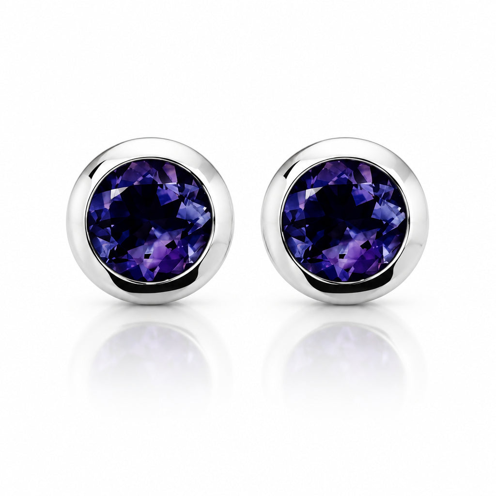 Amethyst and Blue Topaz earrings in sterling silver, style E3136 - view 9