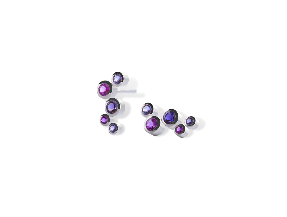 Amethyst and Iolite earrings in sterling silver, style E5188 - view 2