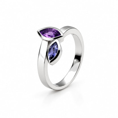 Blue Topaz and Iolite ring in sterling silver, style R3908