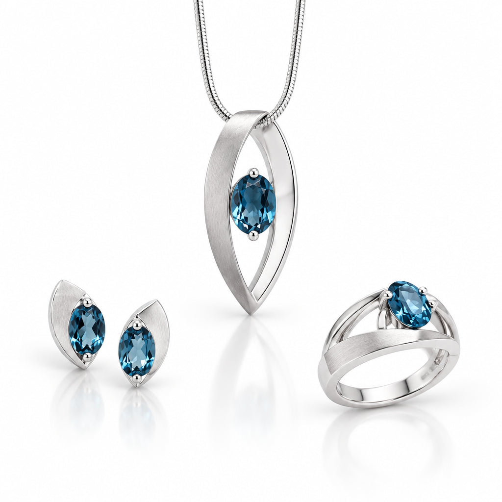 Amethyst and Blue Topaz jewelry set in sterling silver - view 6