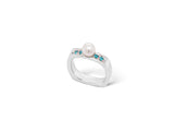 Gemstones & Pearl Ring R1858 - R1858 Blue Topaz w/Pearl - Ring