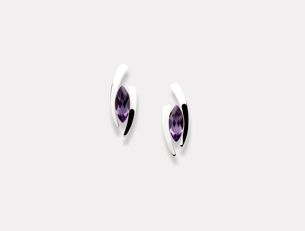 Amethyst and Sky Blue Topaz earrings in sterling silver, style E5100