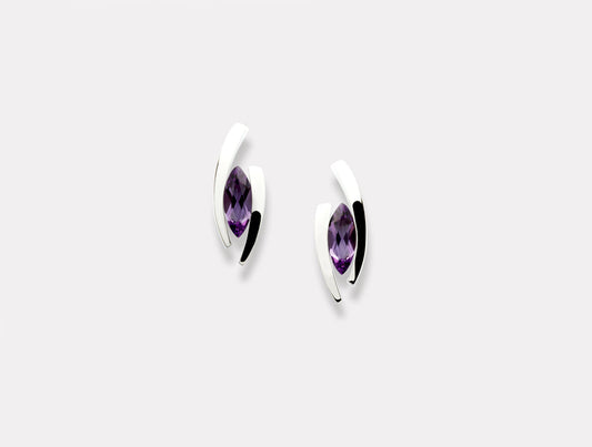 Amethyst and Sky Blue Topaz earrings in sterling silver, style E5100
