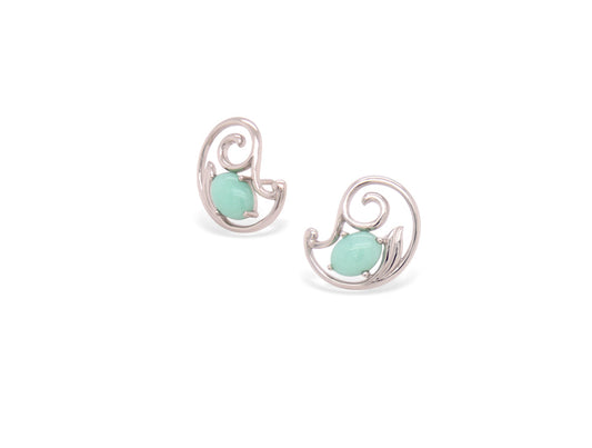Opal earrings in sterling silver, style E9882 - view 3