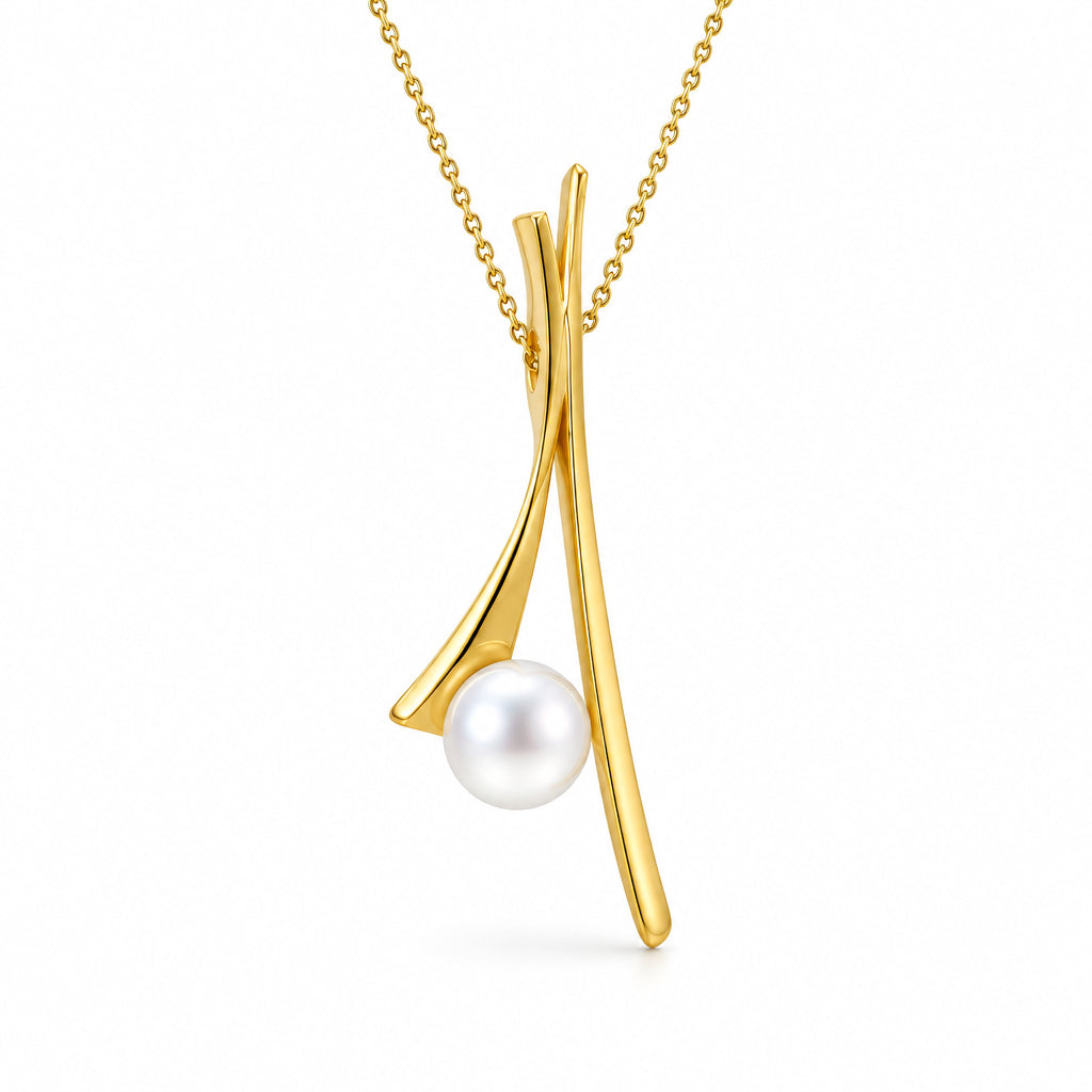 Pearl pendant in sterling silver, style P6715 - view 2