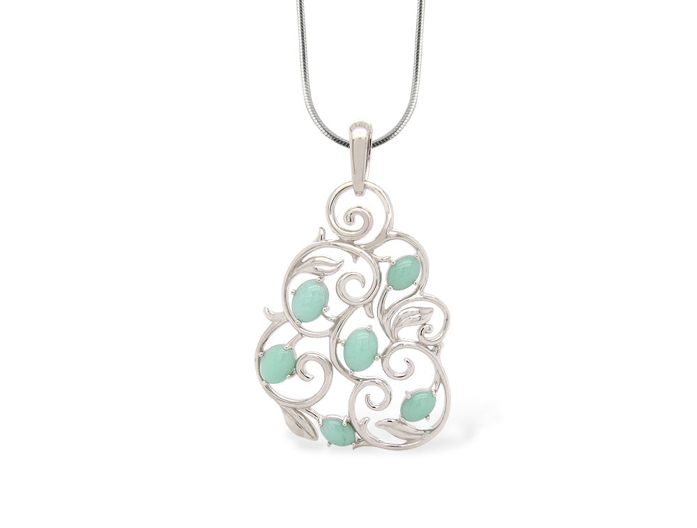Opal pendant in sterling silver, style P7588 - view 2