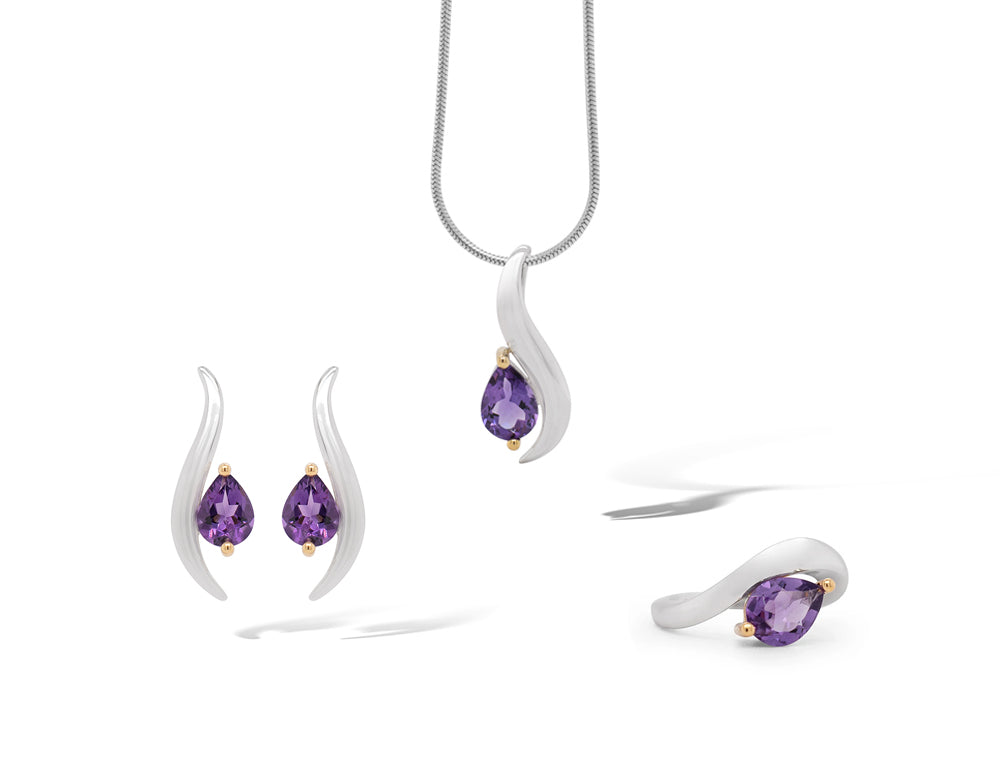 Garnet and London Blue Topaz jewelry set in sterling silver, style SET255 - view 4