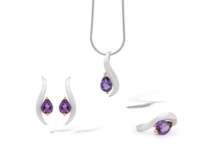 Garnet and London Blue Topaz jewelry set in sterling silver, style SET255 - view 4
