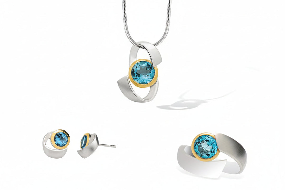 Sky Blue Topaz and Blue Topaz jewelry set in sterling silver