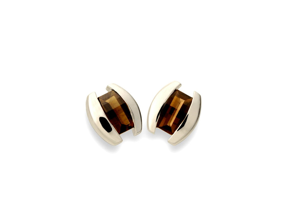 Bar Cut Gemstone Earring E5430 - E5430 Smokey Quartz - Earring