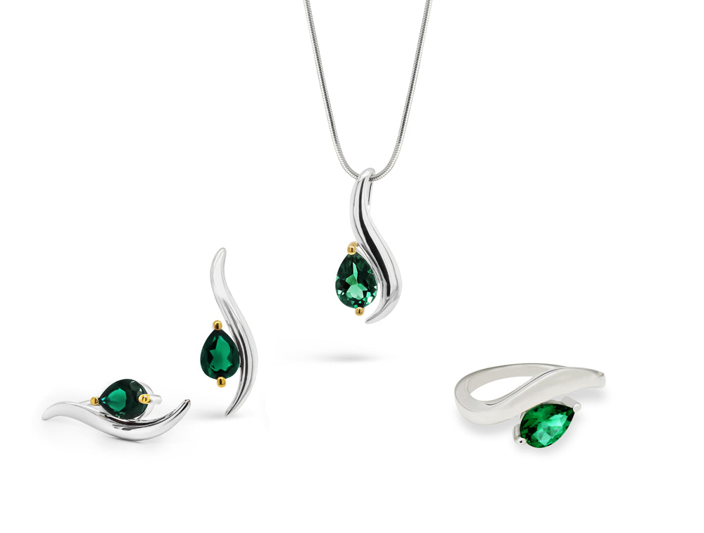 Garnet and London Blue Topaz jewelry set in sterling silver, style SET255 - view 5