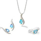 Garnet and London Blue Topaz jewelry set in sterling silver, style SET255