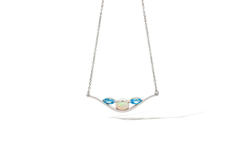 Multi Stone Necklace N3451 - N3451 OPAL/BLUE TOPAZ - Necklaces