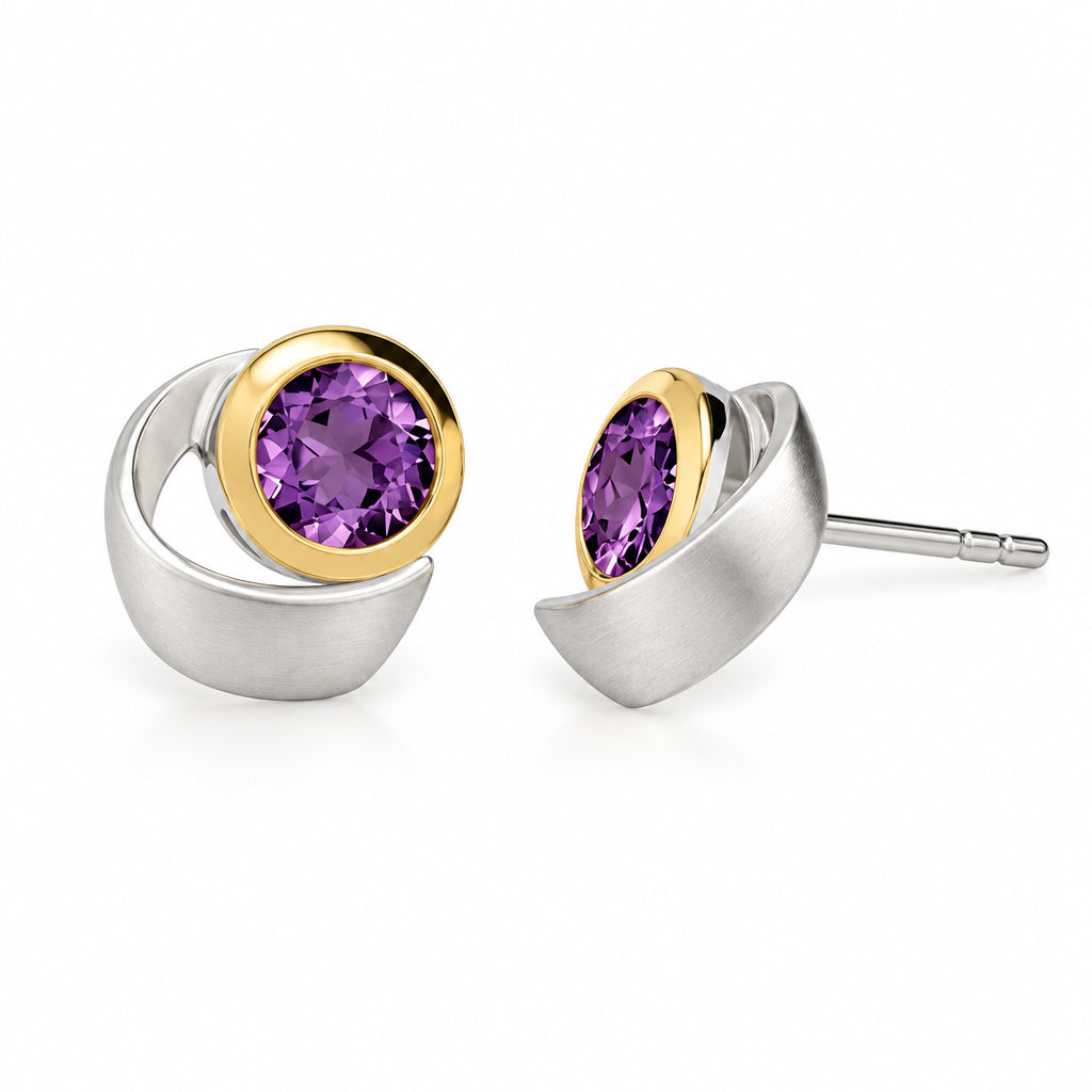 Amethyst and Blue Topaz earrings in sterling silver, style E9291 - view 5