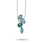Swiss Blue Topaz, Green Quartz and White Topaz pendant in sterling silver, style P3843