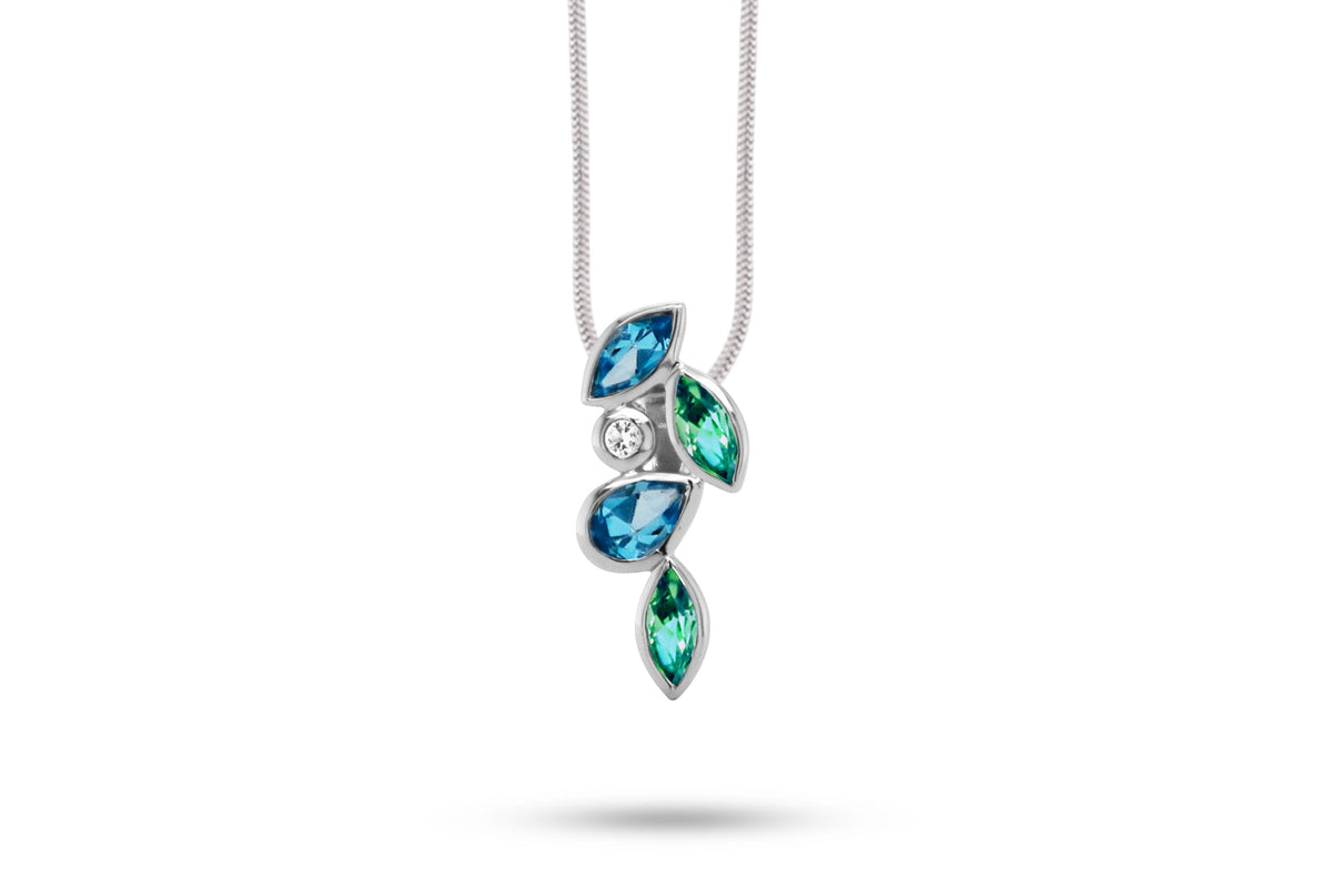 London Blue Topaz, Peridot and White Topaz pendant in sterling silver, style P3843