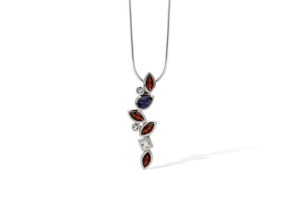 Garnet and London Blue Topaz pendant in sterling silver, style P3844 - view 3
