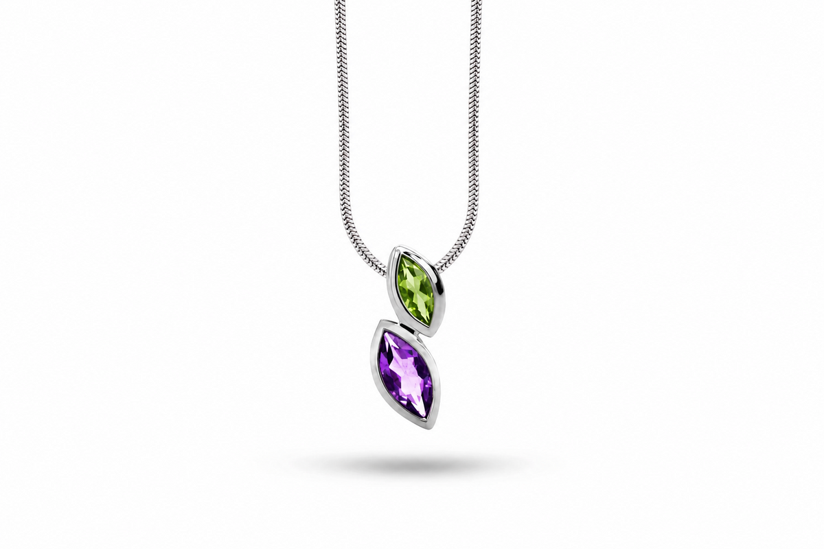 Marquise Cut Gemstone Pendant in 925 Sterling Silver | P3916 - view 6