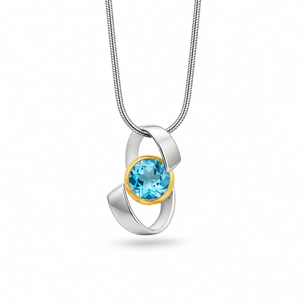 Amethyst and Blue Topaz pendant in sterling silver, style P7314 - view 8