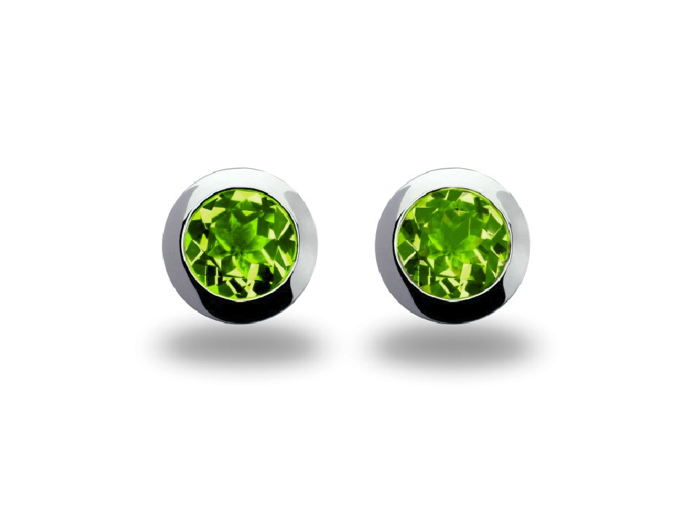 Brilliant Cut Gemstone Post Earring E3136 - E3136 Peridot - Earring