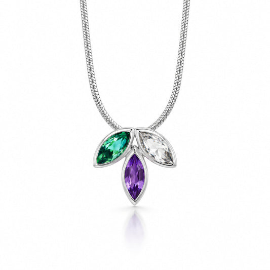 White Topaz, Amethyst and Green Quartz pendant in sterling silver, style P3842 - view 2