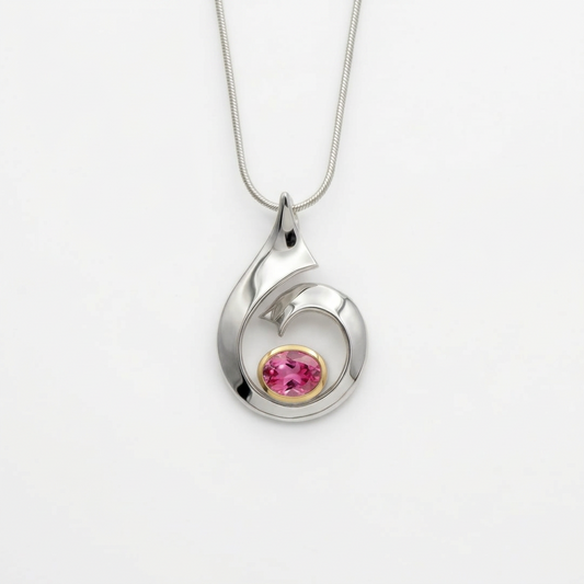 Gemstone Wave Pendant in 925 Sterling Silver