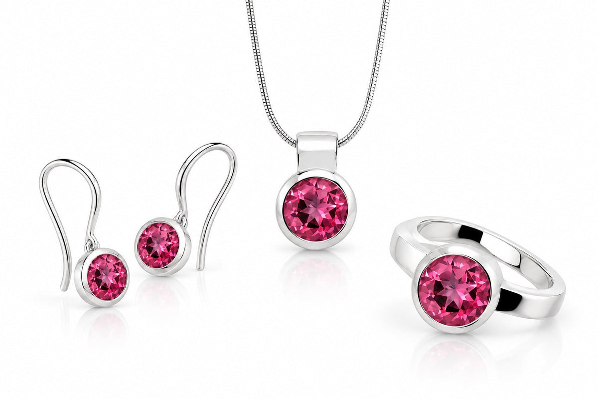 Pink Topaz jewelry set in sterling silver