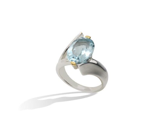 Amethyst and Blue Topaz ring in sterling silver, style R6492 - view 3