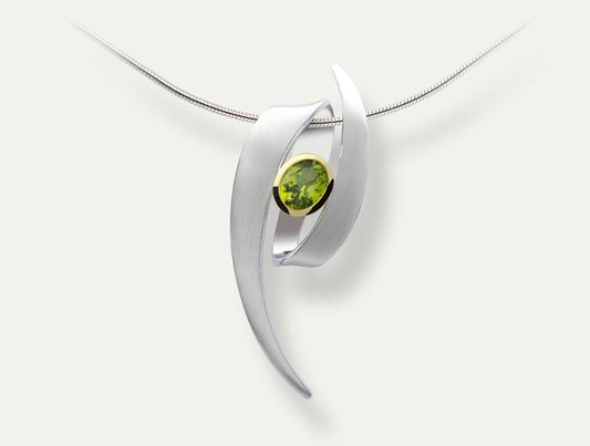 Blue Topaz and Peridot pendant in sterling silver, style P6119