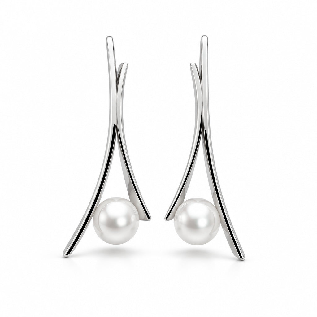 Pearl earrings in sterling silver by Joryel Vera, style E8115