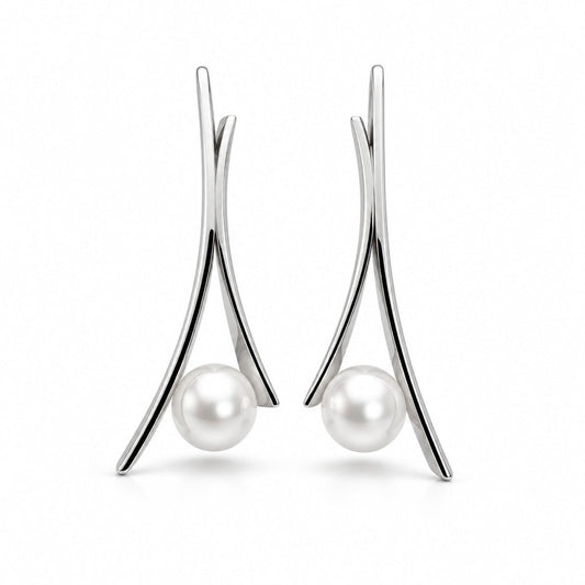 Pearl earrings in sterling silver by Joryel Vera, style E8115
