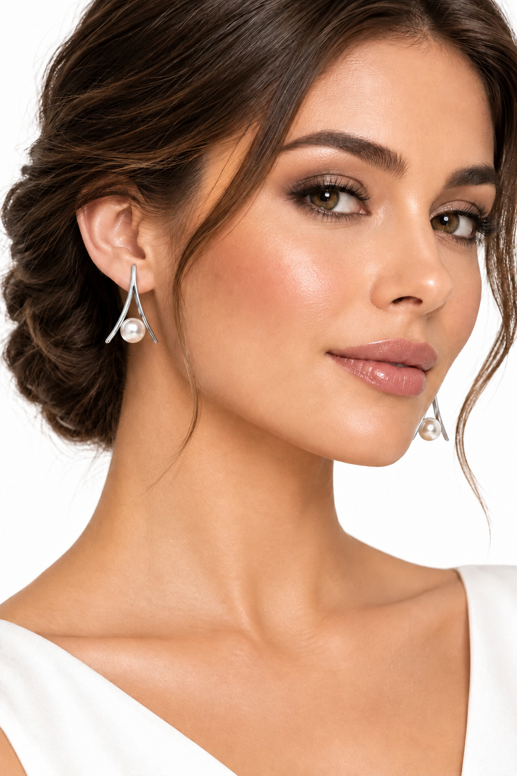Modern Pearl Drop Earrings in 925 Sterling Silver | E8115