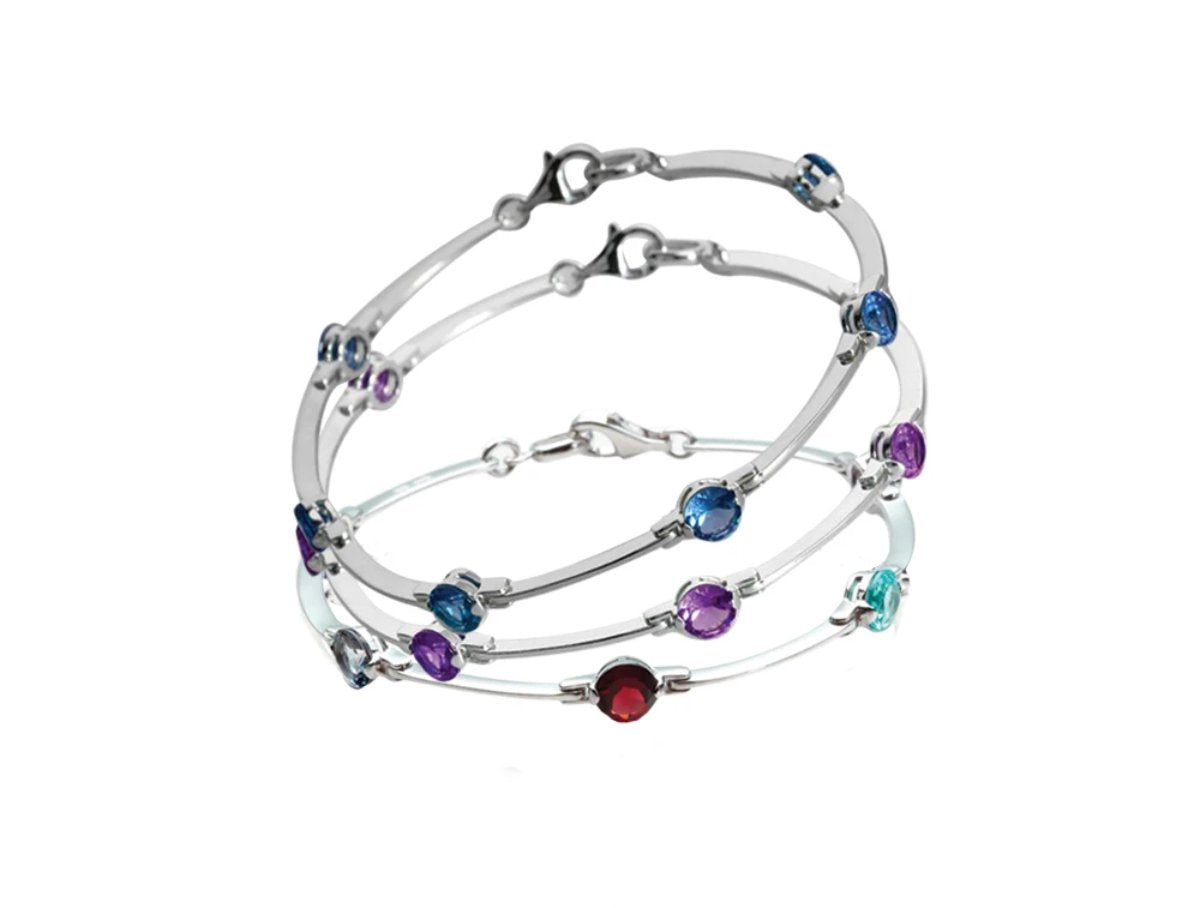 Amethyst and Blue Topaz bracelet in sterling silver by Joryel Vera, style B1111 - view 4