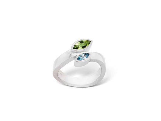 Marquise Gemstone Ring R3959 - R3959 Blue Topaz & Peridot - Ring